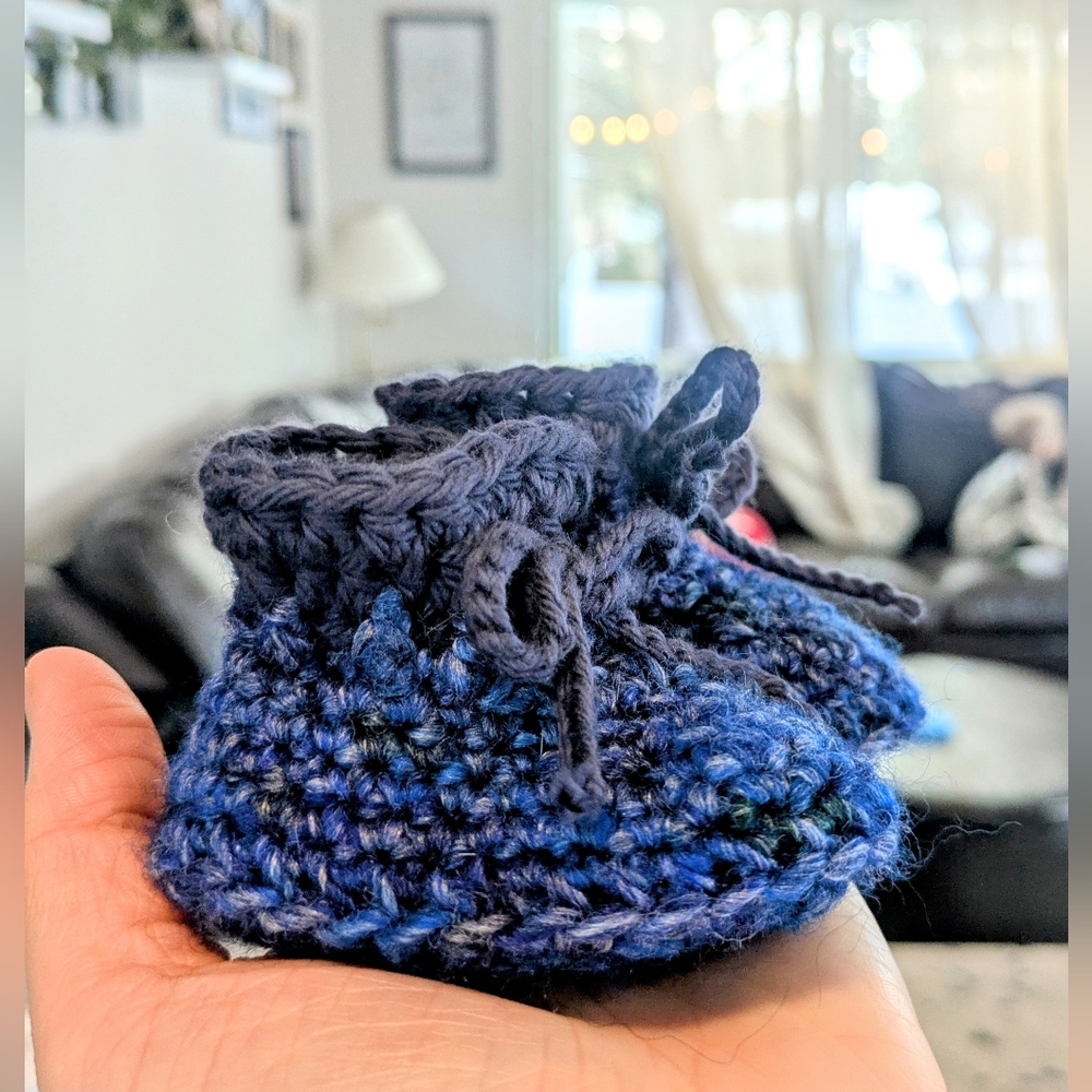 Handmade crochet baby booties 100% natural fibers wool / bamboo / cotton